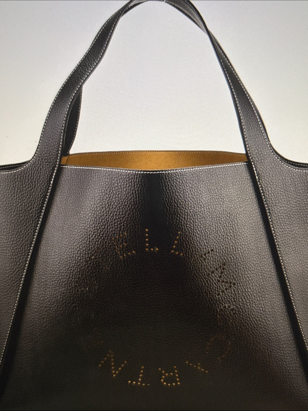 Stella McCartney Black Tote with Yellow Interior